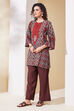 Brown Viscose Rayon Straight Kurta Pants Set image number 3