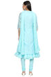 Turquoise Cotton Blend Layered Kurta Churidar Suit Set image number 5