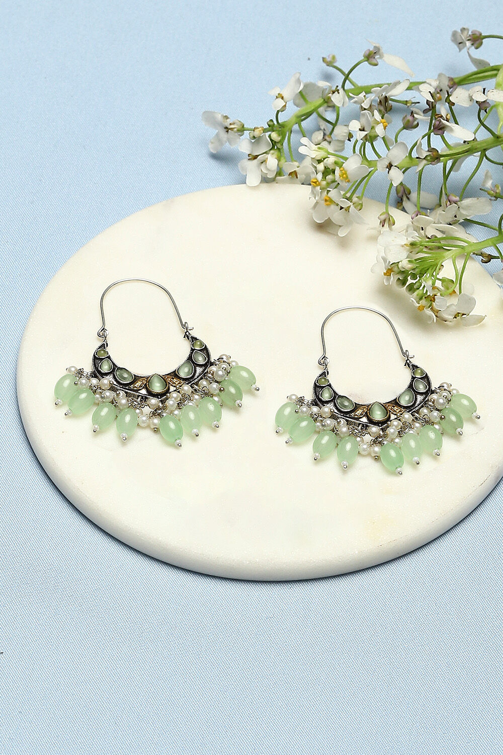 Green Brass Earrings image number 0