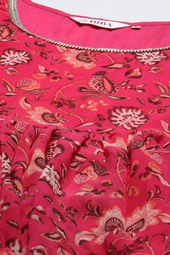 Deep Fuchsia Polyester Straight Kurta Garara Suit Set image number 1