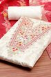 Red Tissue Chanderi Embroidered Unstitched Suit Set image number 1