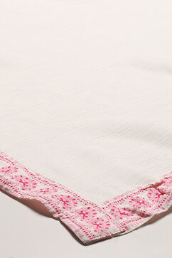 White Pink Rayon Gathered Suit Set image number 3
