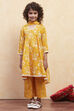 Yellow Cotton Floral Gathered Suit Set image number 6