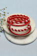 Red & White Plastic & Thread Bangles image number 0