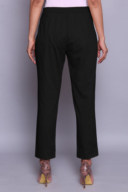 Black Cotton Slim Pants image number 5