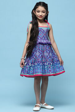 Blue Cotton Tired Dress image number 0