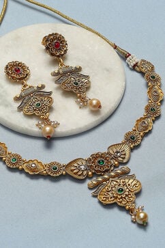 Gold Brass Necklace Set image number 4
