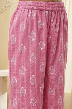 Pink Pure Cotton Printed Straight Suit Set image number 2