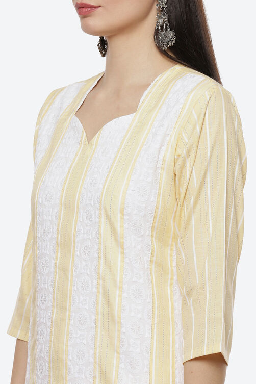 Yellow Cotton Unstitched Suit Set image number 1