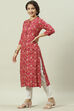 Pink Rayon Straight Printed Kurta