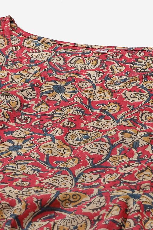 Red Art Silk Double Layered  Kurta Churidar Suit Set image number 2