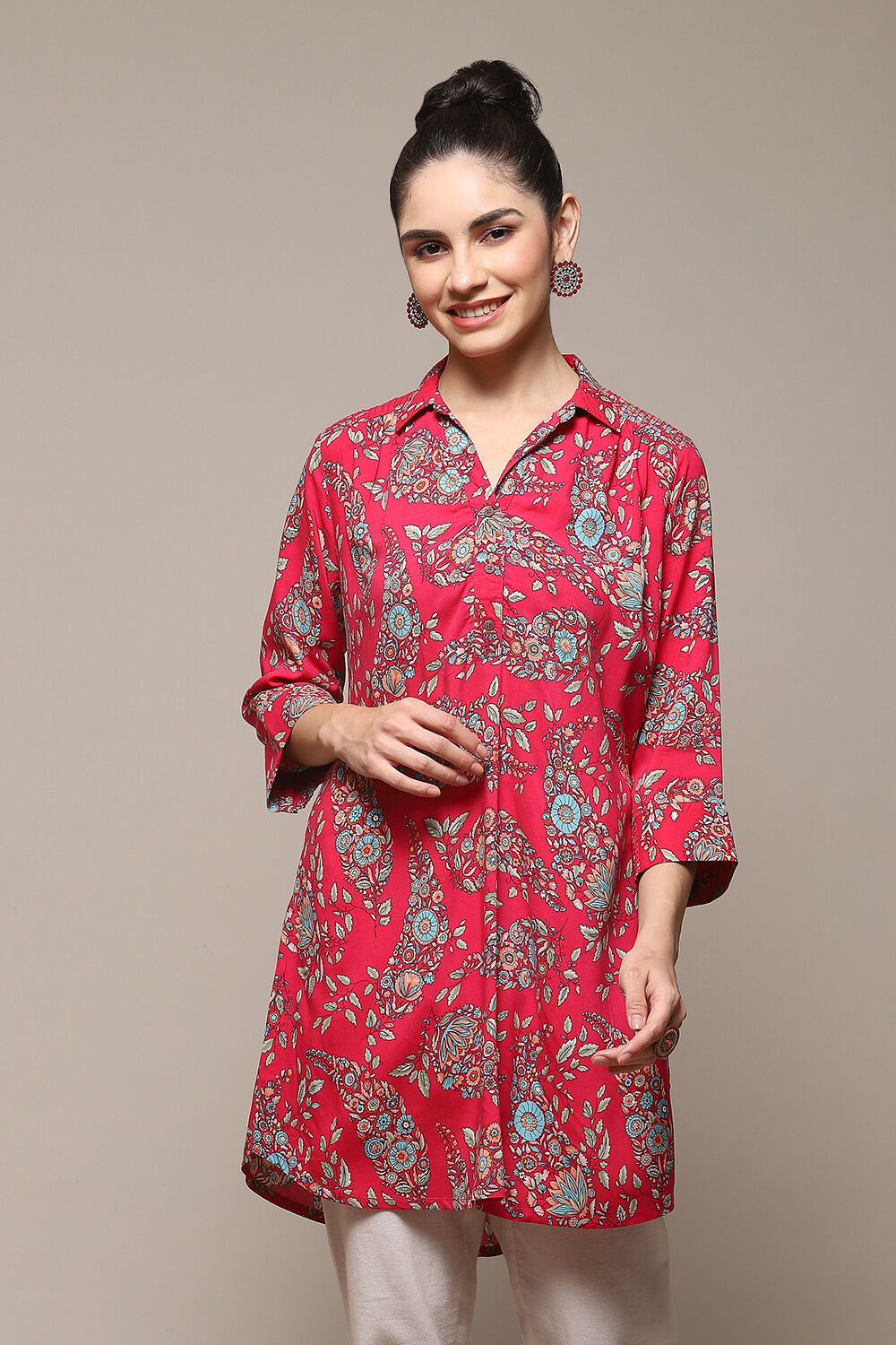 Pink LIVA Printed Top image number 5