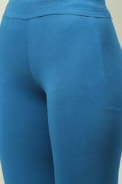 Blue Solid Knitted Leggings image number 1