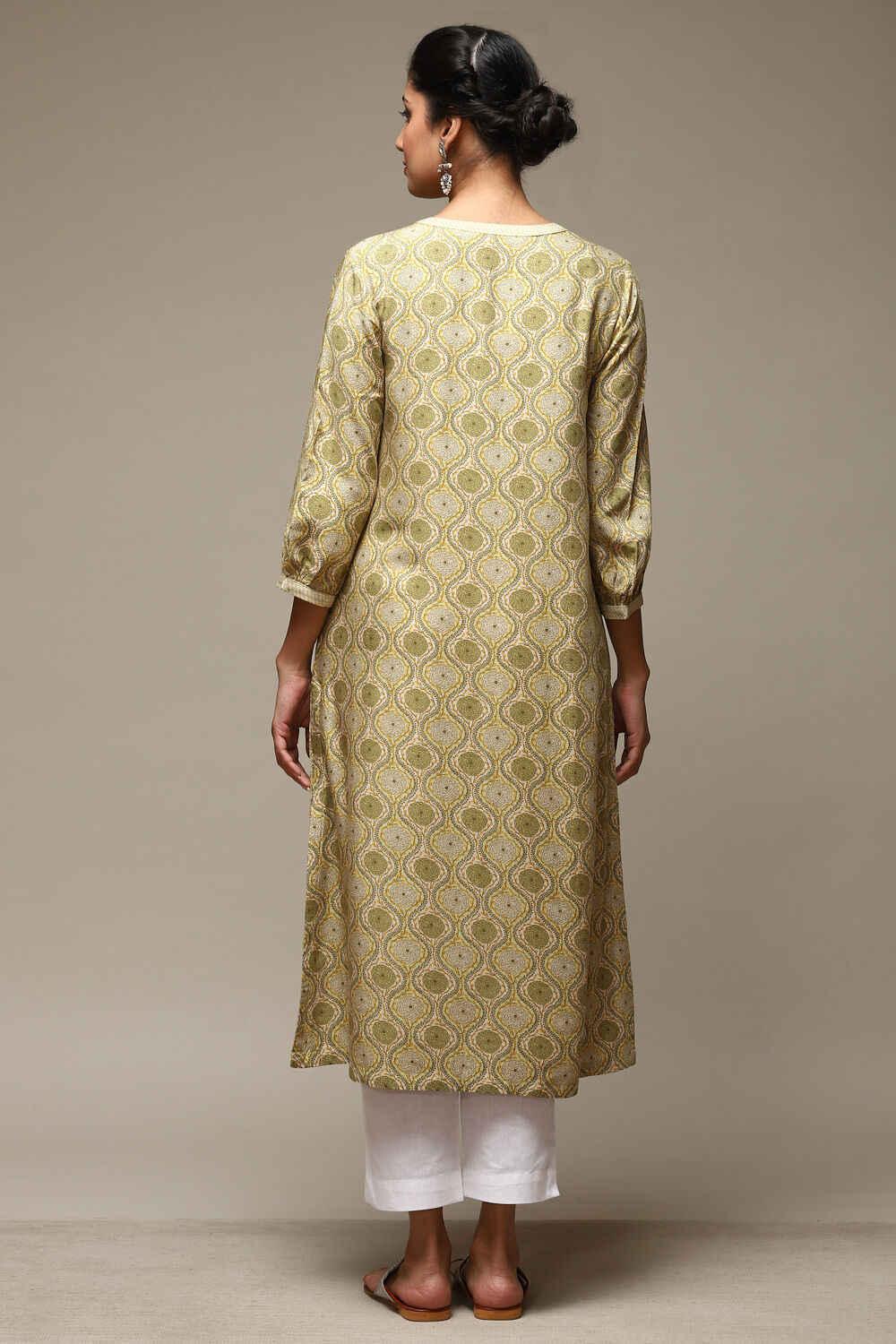 Green Rayon Straight Printed Kurta image number 3