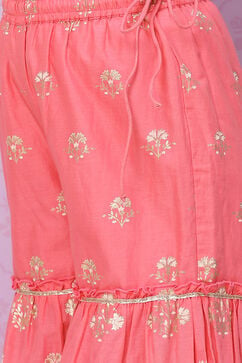 Pink Cotton Sharara Kurta Sharara Suit Set image number 4