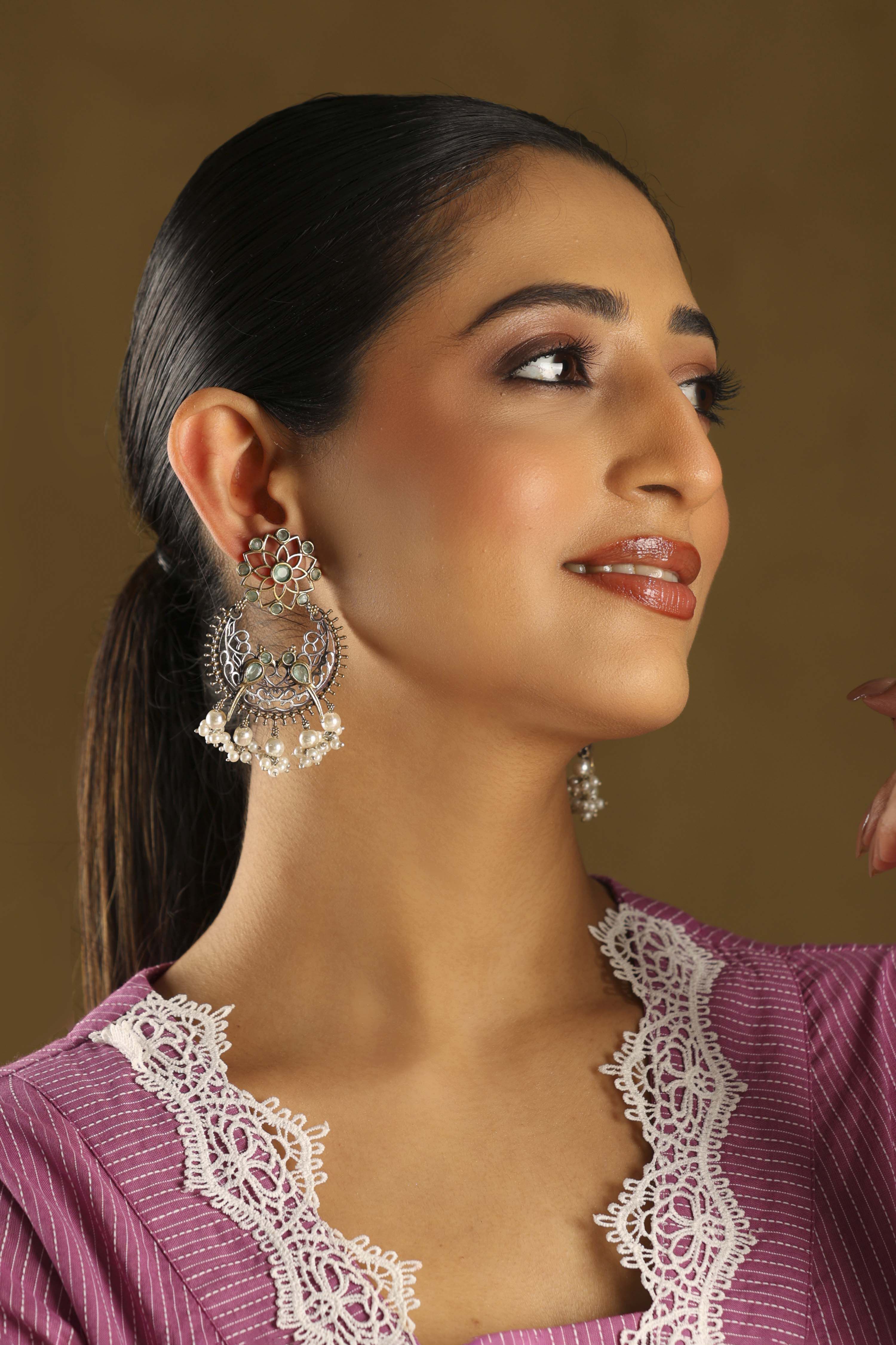 Mint Green Brass Drop & Danglers image number 3