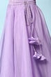 Purple Cotton Blend Short Top Lehenga Set image number 2