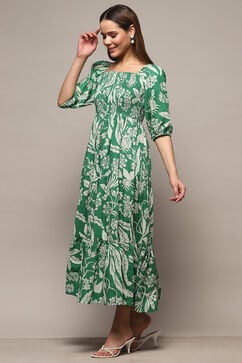 Green Cotton Tiered Dress image number 2