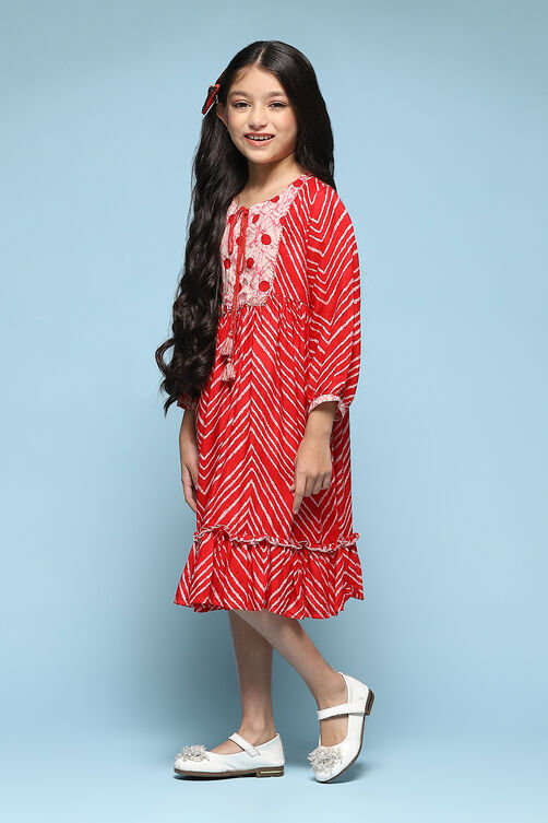 Red Polyester Tiered Dress image number 2