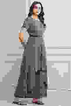 Indigo LIVA Straight Printed Jumpsuit Dress image number 4