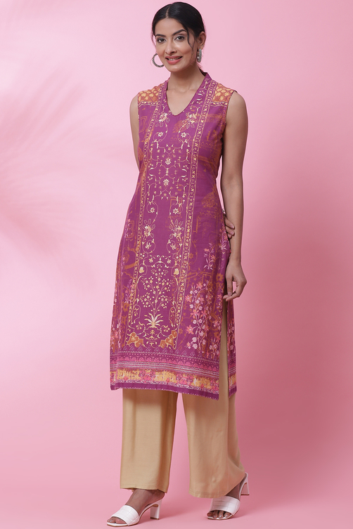 Indigo Cotton Printed Short Kurti image number 2
