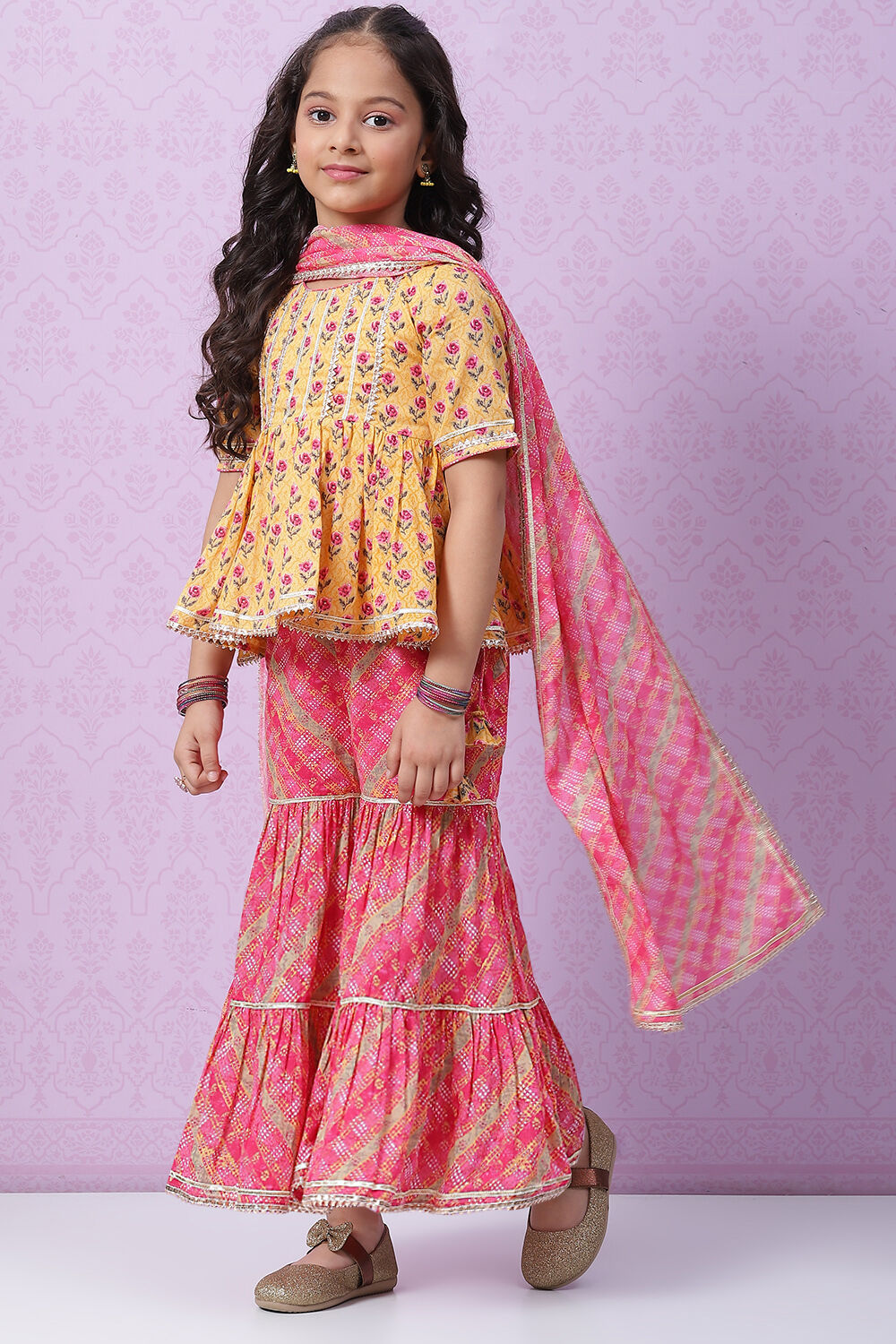 Mango Cotton Flared Kurta Garara Suit Set image number 3