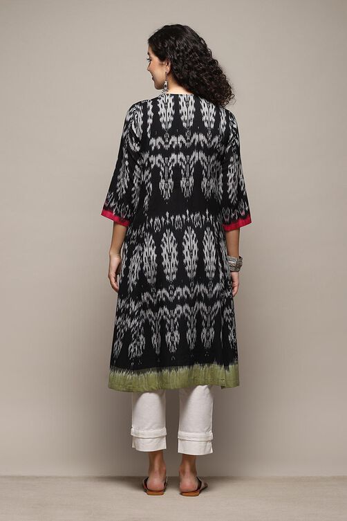 Charcoal Ikat Yarndyed Kurta image number 2