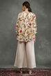 Cream-Colored Silk Chanderi Floral Printed Gathered Co-ord Set image number 4