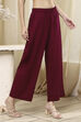 Berry Maroon Solid Straight Palazzos image number 3