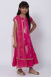 Pink Poly Cotton Double Layered Kurta Churidar Suit Set