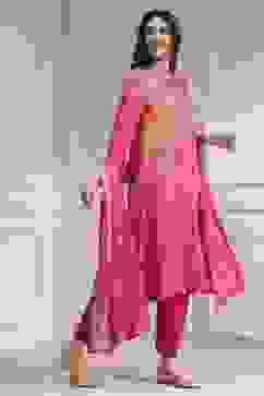 Pink Printed Straight Suit Set image number 5