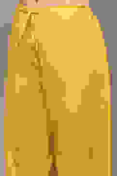 Yellow Poly Viscose A-Line Printed Kurta Palazzo Suit Set image number 2