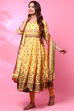 Yellow Cotton Anarkali Suit image number 3