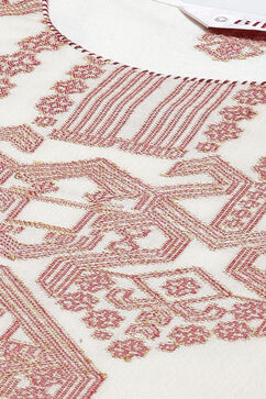 Ecru Art Silk Cotton Straight Kurta image number 1