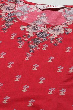 Red Cambric Kalidar Printed Kurta Palazzo Suit Set image number 1