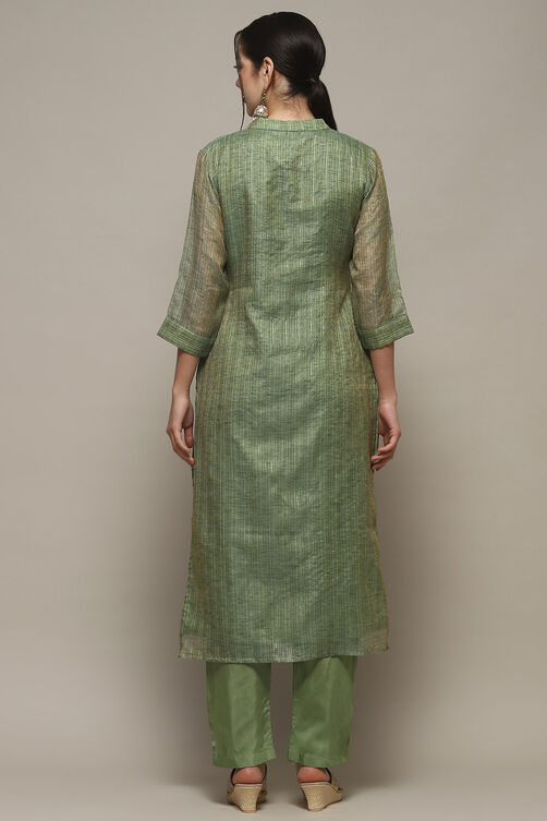 Earthy Yellow Chanderi Unstitched Suit set image number 7