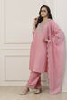 Pink Silk Chanderi Straight Suit Set