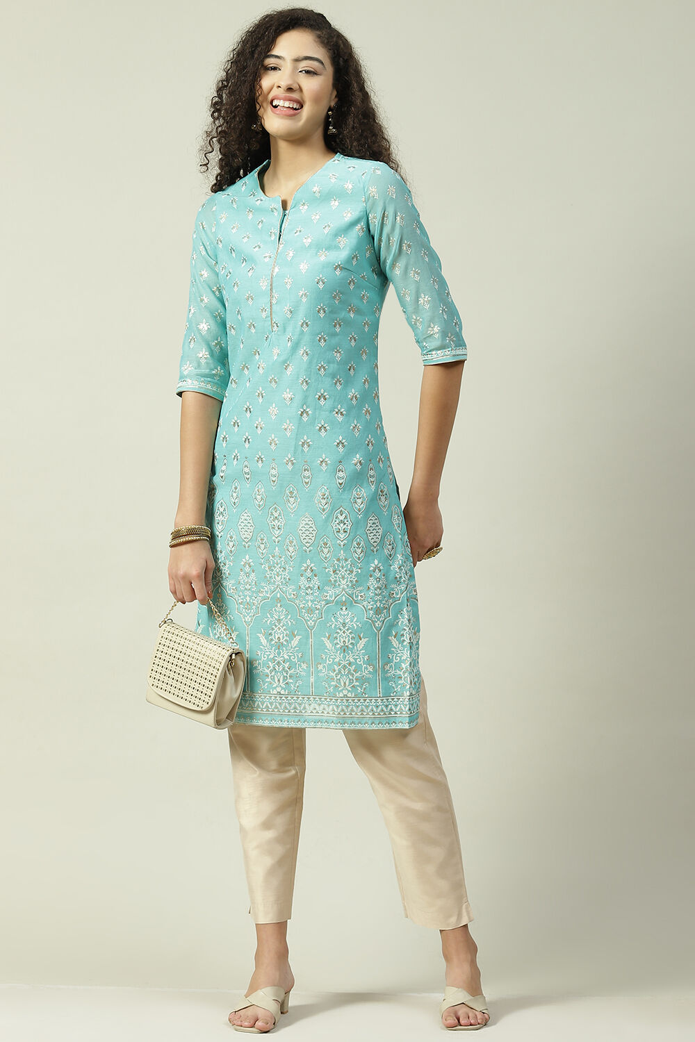 Yellow Art Silk Straight Kurta image number 5