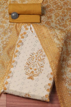 Light Brown Chanderi Blend Panelled Unstitched Suit Set image number 0