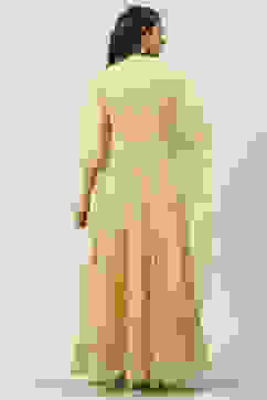 Yellow Flared Kurta Lehenga Suit Set image number 4