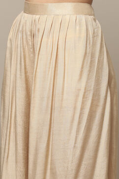 Off White Chanderi Hand Block Print Unstitched Suit Set image number 3