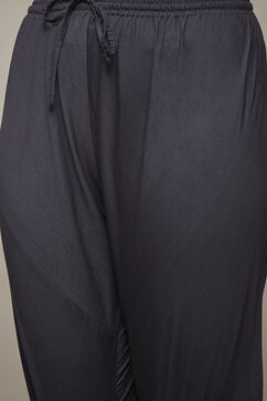 Charcoal Grey Silk Blend Straight Suit Set image number 6
