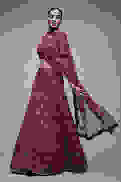 Wine Viscose Lehenga Set image number 3