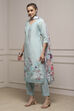Blue Modal Digital Print Unstitched Suit Set image number 4