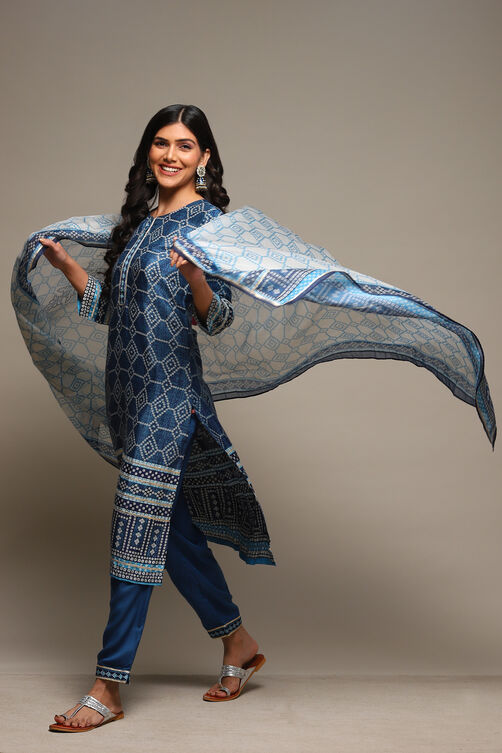 Earthy Green Viscose Straight Kurta Pants Suit Set image number 0