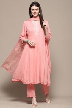 Blush Pink Rayon A-Line Suit Set image number 0