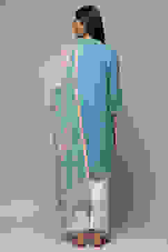 Turquoise Rayon Straight Kurta Salwar Suit Set image number 2