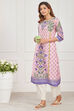 Pink Cotton Printed Straight Kurta image number 0