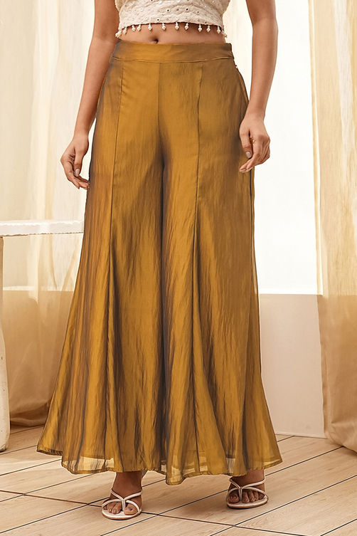 Buy Gold Georgette Palazzo Pants Online at Biba Global
