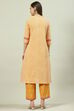 Yellow Printed Cotton A-Line Kurta Palazzo Suit Set image number 4